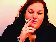 Fat amateur girl smokes cigarette