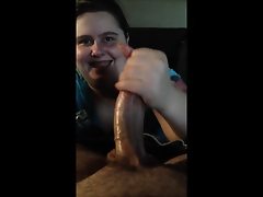 Eager bbw giving an amazing handjob pov