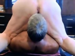 Aged amateur couple rimming sucking and