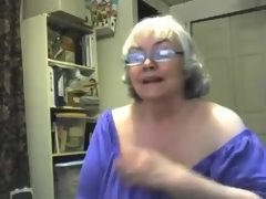 Crazy webcam solo with a fat granny