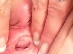 Mature bbw wife is fingering her fat