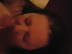 Bbw sucks cock and gets a facial