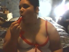 Sexy bbw sucks and fucks her toy