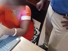Indian secretary lets the boss enjoy her
